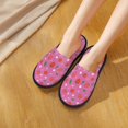 thumbnail image 5 of KLL Strawberry Floral Slippers for Women Men House Slip on Indoor Outdoor Bedroom Furry Fleece Lined Ladies Comfy Anti-Skid Rubber Hard Sole-Medium, 5 of 8