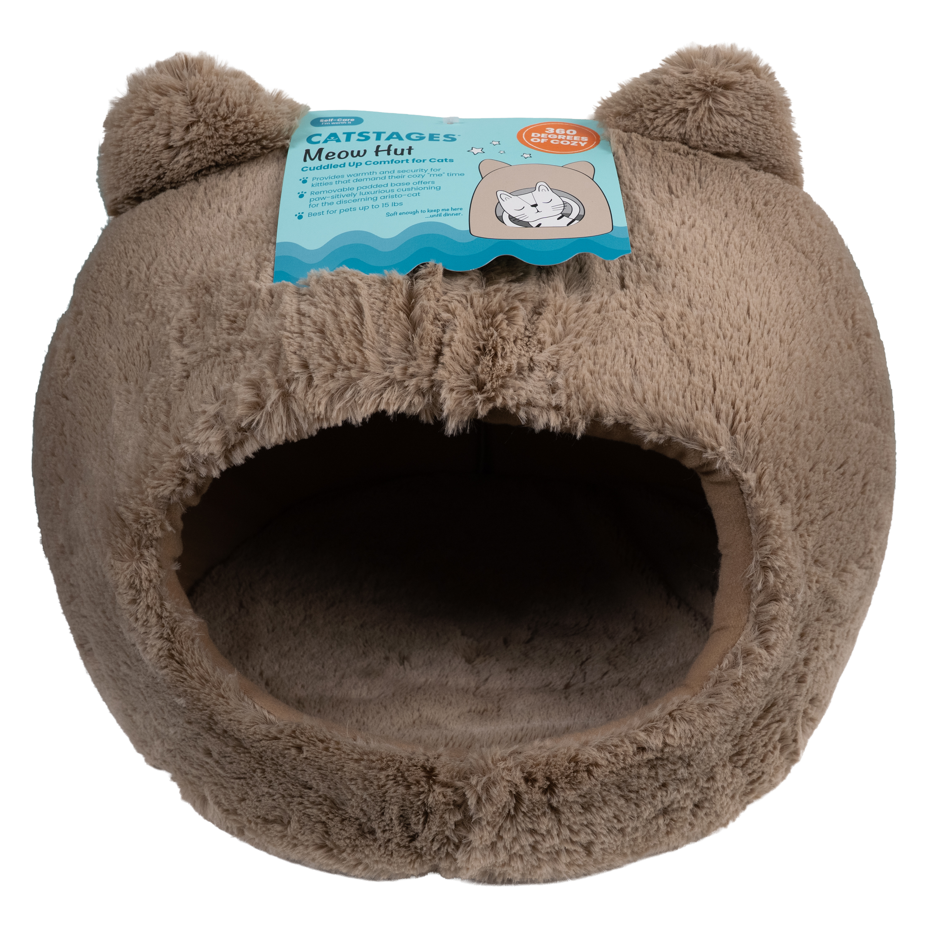 Catstages Meow Hut Covered Cat Bed, Small, Tan photo 8