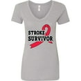 thumbnail image 3 of Inktastic Stroke Survivor with Red Ribbon Women's V-Neck T-Shirt, 3 of 5