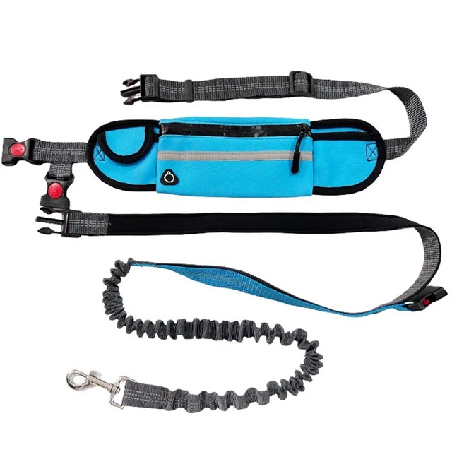 2en1 Laisse pour Chien Mains Libres avec Poche Multifonction Réfléchissante Absorbant les Chocs Laisse pour Chien pour Course Entraînement Fournitures pour Chien