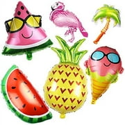 6PCS Summer Foil Balloons -Hawaiian Themed Party Supplies Decorations Flamingo Pineapple Baby Shower Tropical Beach Pool Wedding Birthday Party Favors
