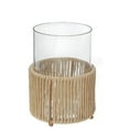 thumbnail image 1 of Glass Candle Holder Hurrican With Metal & Raffia Base 8", 1 of 4