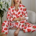 thumbnail image 6 of Honeii Strawberries print Women's Pajama Sets Long Sleeve Button Down Sleepwear Nightwear Soft Pjs Lounge Sets-Medium, 6 of 7