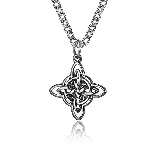 Collar de nudo celta vintage CHAO con hebilla de amor infinito y colgante de acero de titanio