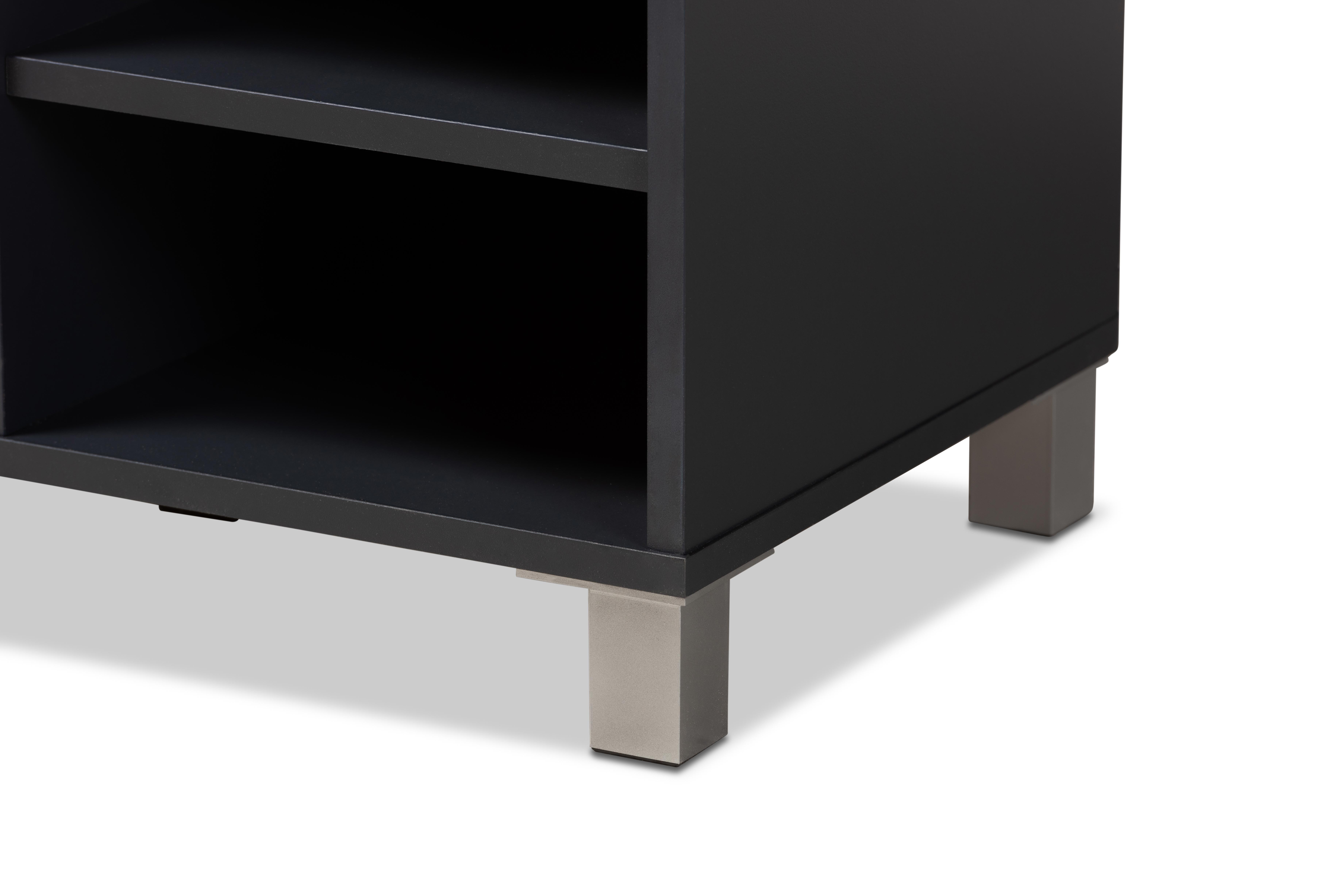 Baxton Studio Shirley Modern Dark Grey 2-Door Shoe Cabinet