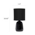 thumbnail image 4 of Simple Designs 10.04" Tall Traditional Ceramic Thimble Base Bedside Table Desk Lamp with Matching Fabric Shade for Home Decor, Nightstand, Bedroom, Living Room, Entryway, Office, Black, 4 of 9