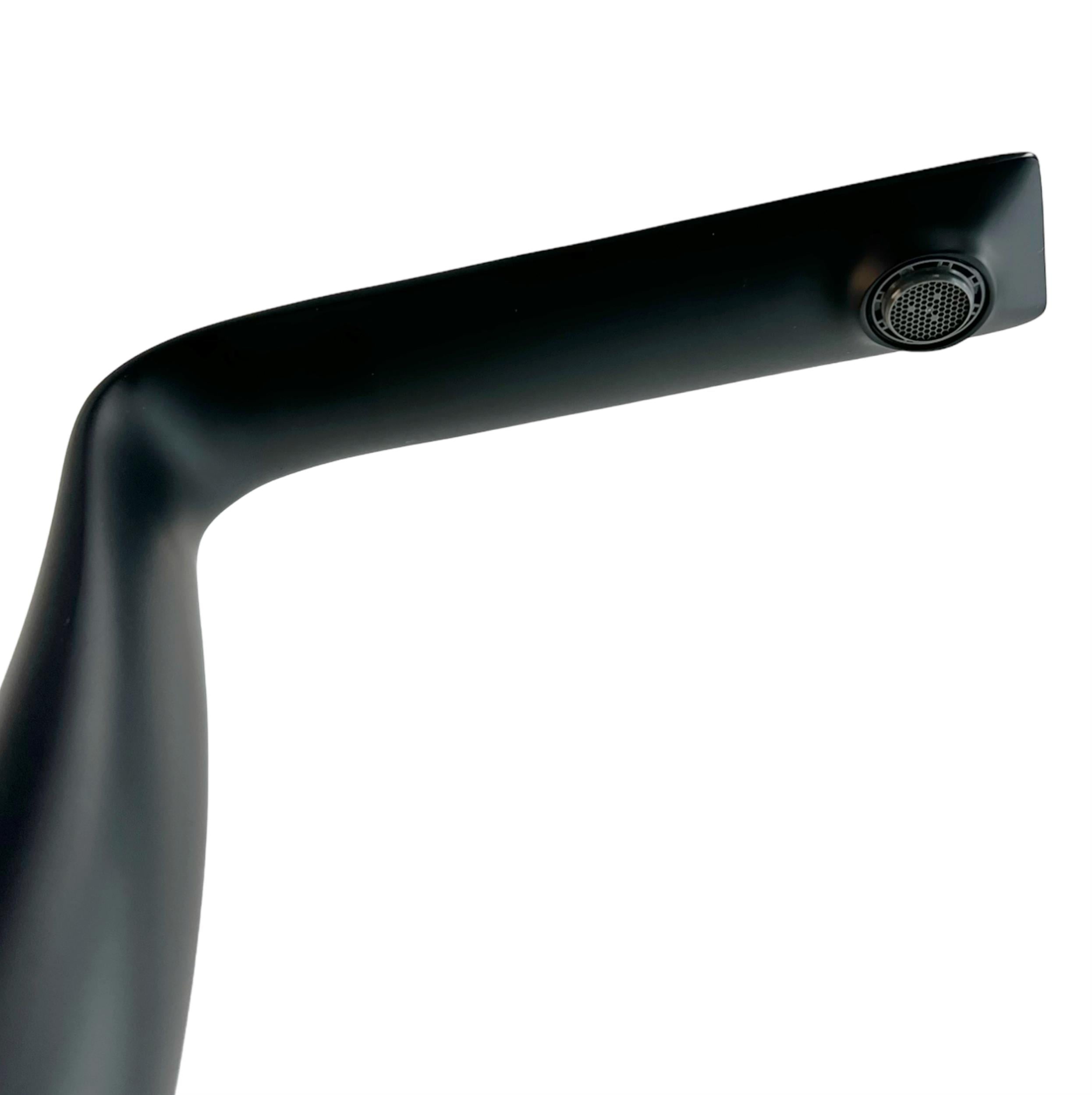 Bergamo Art Matte Black Brass Bathroom Faucet with Purple Amethyst Handles