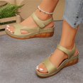 thumbnail image 5 of HTHLVMD Cut-Out Casual Sandals, Low Heel Comfort Shoes, Everyday Summer Shoes, Adjustable Strap Shoes, Sandals for Women Thick Soles Open Toe Wedges Lightweight Hook and Loop Sandal, Gold 7.5, 5 of 5