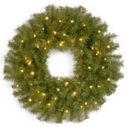 National Tree Company Pre-Lit Artificial Christmas Wreath, Green, Norwood Fir, White Lights, Christmas Collection, 24 Inches