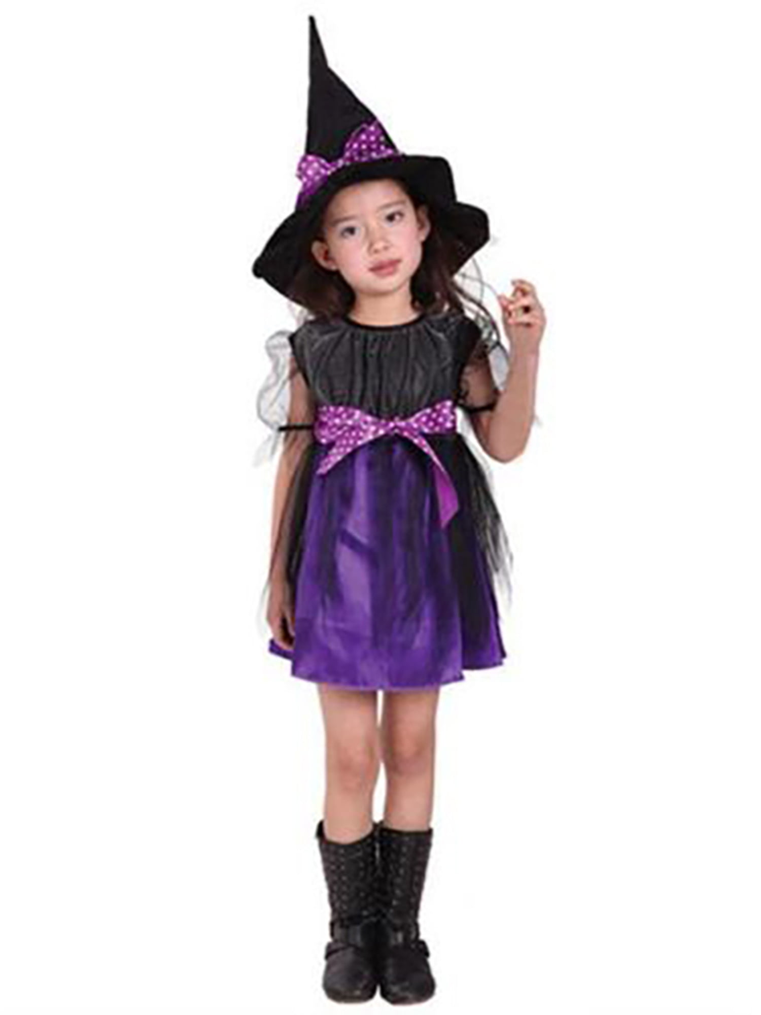 Child Witch Hats Multi Colour Iridescent Halloween Print Fancy Dress 