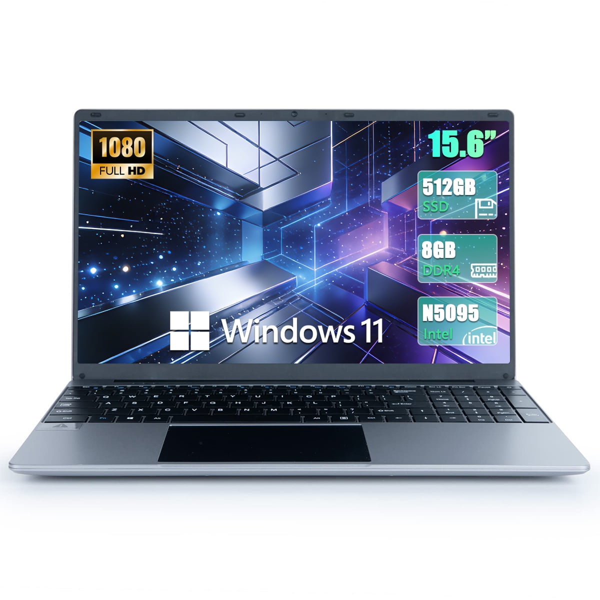 15.6''Laptop 8GB DDR4 512GB SSD, Quad-Core Intel Celeron N5095 Processors, 1080P Ips Fhd Display Laptop Computer, Numeric Keypad,Bluetooth 4.2, 2.4/5G Wifi，Windows 11