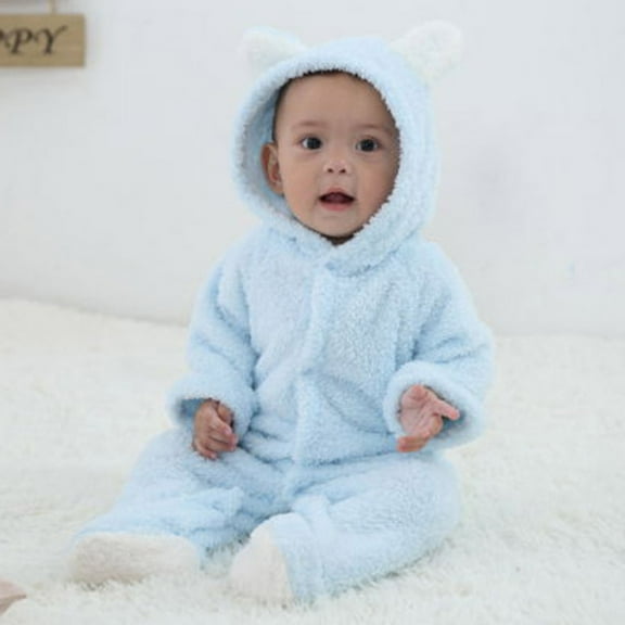 Gubotare Baby Boys' Jumpsuits Baby Long Sleeve Animal Style Thick Warm Climbing Romper jumpsuit,Light Blue 6-9 Months