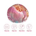 thumbnail image 5 of Kdxio Abstract Pink Gold Splash Print Shower Cap for Women,Elastic and Reusable,Double Waterproof Layers Bathing Hat, 5 of 6