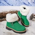 thumbnail image 5 of Cadancy Women Winter Boots Ankle High Fluffy Trim Suede Furry Lining Low Heel Snow Booties Side Zipper Trendy Outdoor Warm Non Slip Shoes Casual Comfy Walking Boots, 5 of 9
