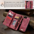 thumbnail image 2 of For iPhone 7 / 8 / SE 2020 / SE 2022 Leather Detachable Wallet Zipper Case with 8 Card Slots Holder Magnetic case Flip Wallet Handle Wrist Strap Shockproof Pocket Handbag for Man Woman, Red, 2 of 9