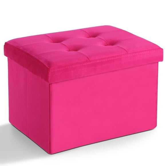Taburete plegable Storage Ottoman LINMAGCO, 42 L, de terciopelo