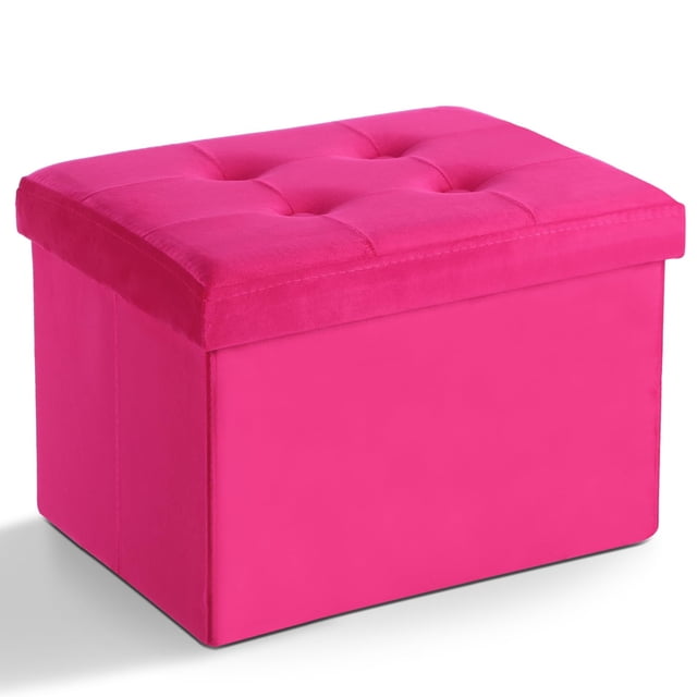 Taburete plegable Storage Ottoman LINMAGCO, 42 L, de terciopelo