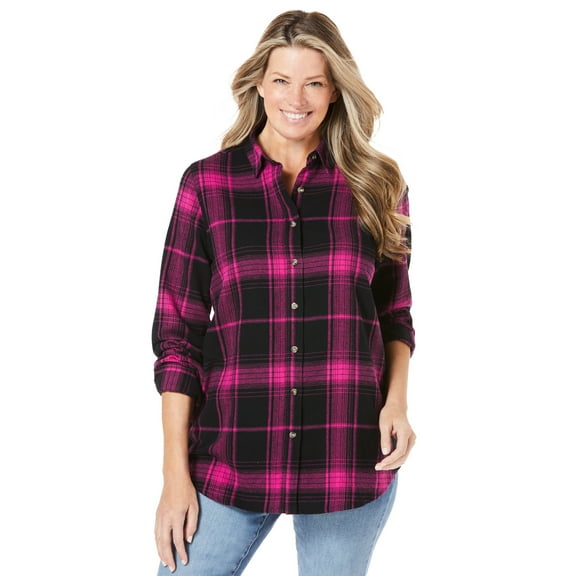 Woman Within Plus Size Petite Classic Flannel Shirt