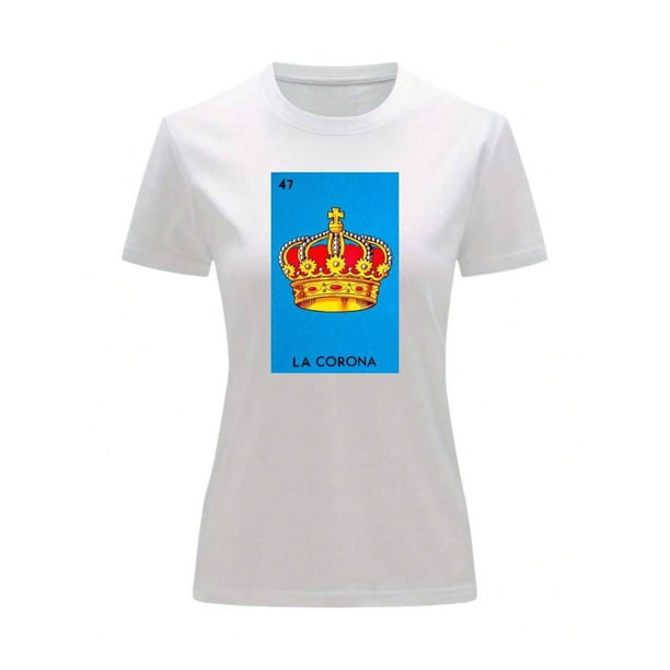 Playera Unisex De La Corona De La Loteria Mexicana Color Blanco Talla Grande Marca Emil SaEs