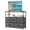 Grey, variant on 5-Drawer Tall Dresser for Bedroom, Fabric Storage Tower with Wooden Top & Open Shelves, Closet Organizer, TV Stand, Console Table for Living Room Entryway Nursery, Black
