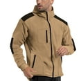 thumbnail image 2 of Men's Fleece Jacket with Contrast Panels, Full Zip, Warm and Comfortable for Outdoor Activities, Navy Blue, 2 of 5