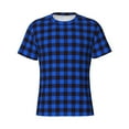thumbnail image 4 of Qekee Buffalo Plaid Blue Black Classic Fit T-Shirt Men's Shirt Men's Tight Short Sleeves for Exercise, Running, Mountaineering - Buffalo Plaid Blue Black, 4 of 9