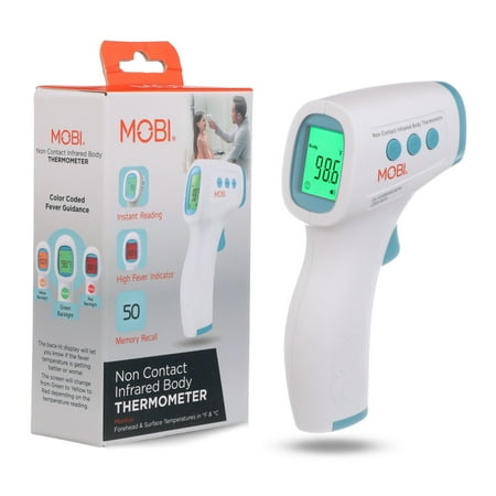 MOBI Non-Contact Forehead Digital Thermometer - High Fever Indicator - for Baby, Kids, & Adults