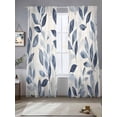 thumbnail image 3 of Navy Blue Botanical Semi Sheer Curtains 96 Inch Length 2 Panels Set, Pastoral Spring Leaves Watercolor Sheer Kitchen Curtain Privacy Voile Window Curtain for Living Room Bedroom Rod Pocket Drapes, 3 of 7