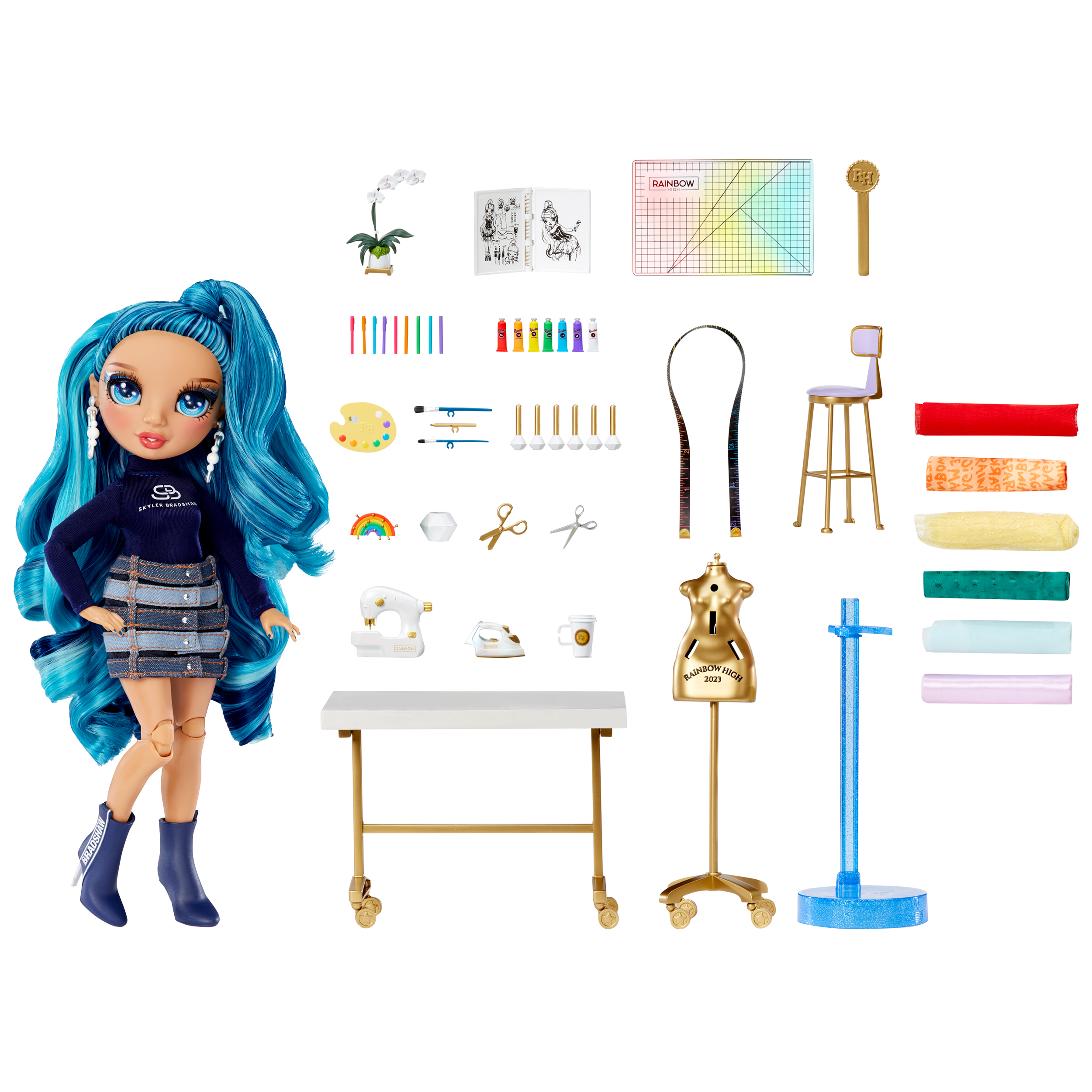 Rainbow High Dream & Design Fashion Studio, Designer Playset with Collectible Blue Skyler Doll +Easy No Sew Fashion Kit Kids Toy Gift 4-12 - image 5 of 8