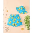 thumbnail image 3 of KIMI BEAR 4T Toddler Boys Swim Trunks 5T Child Boy Swimwear Bathing Suits Swim Shorts Ducks Print Board Shorts with Mesh Lining and Hat 2pcs Blue 4-5T, 3 of 8