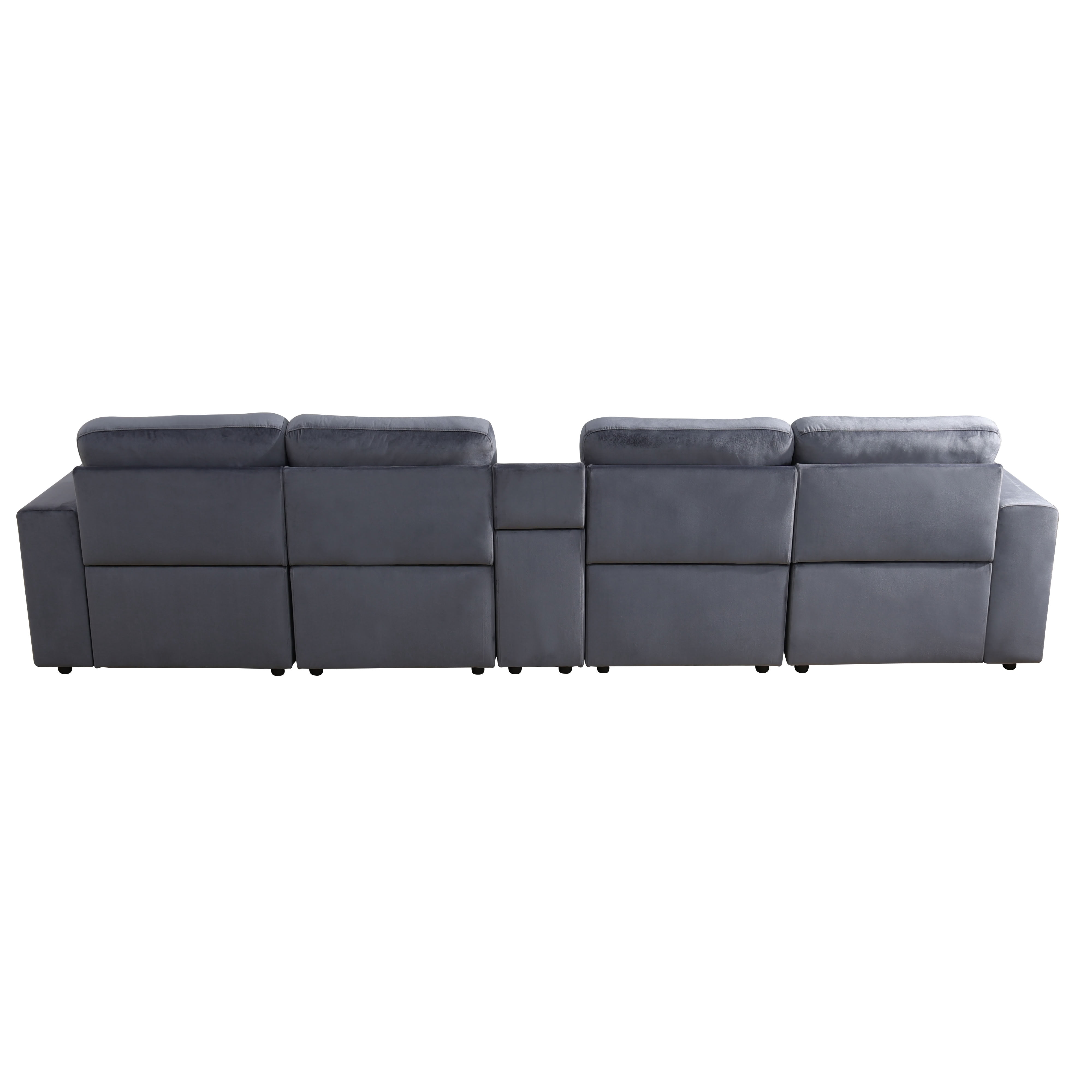 MAYEERTY Modular Sectional Sofa Set, Convertible Upholstered Couch with Ottoman, Console & Cup Holders, for Living Room Family Room Apartment, Dark Grey