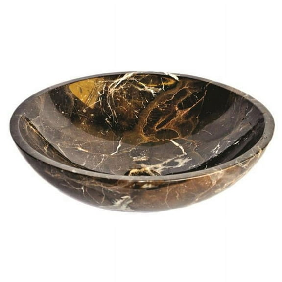 Coffee Marble Natural Stone Vessel Sink Brown with White Veining 17-Inch Diameter