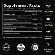 ELMNT 16x Strength Lions Mane Mushroom Supplement Super Nootropic Energy Focus Memory Pills, Unisex
