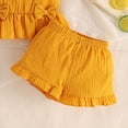 thumbnail image 4 of mgoYE Toddler Baby Girl Clothes Cute Outfits Girls Linen Bow Tank Tops Ruffled Shorts Set Spring Summer Clothes for Kids, 4 of 5