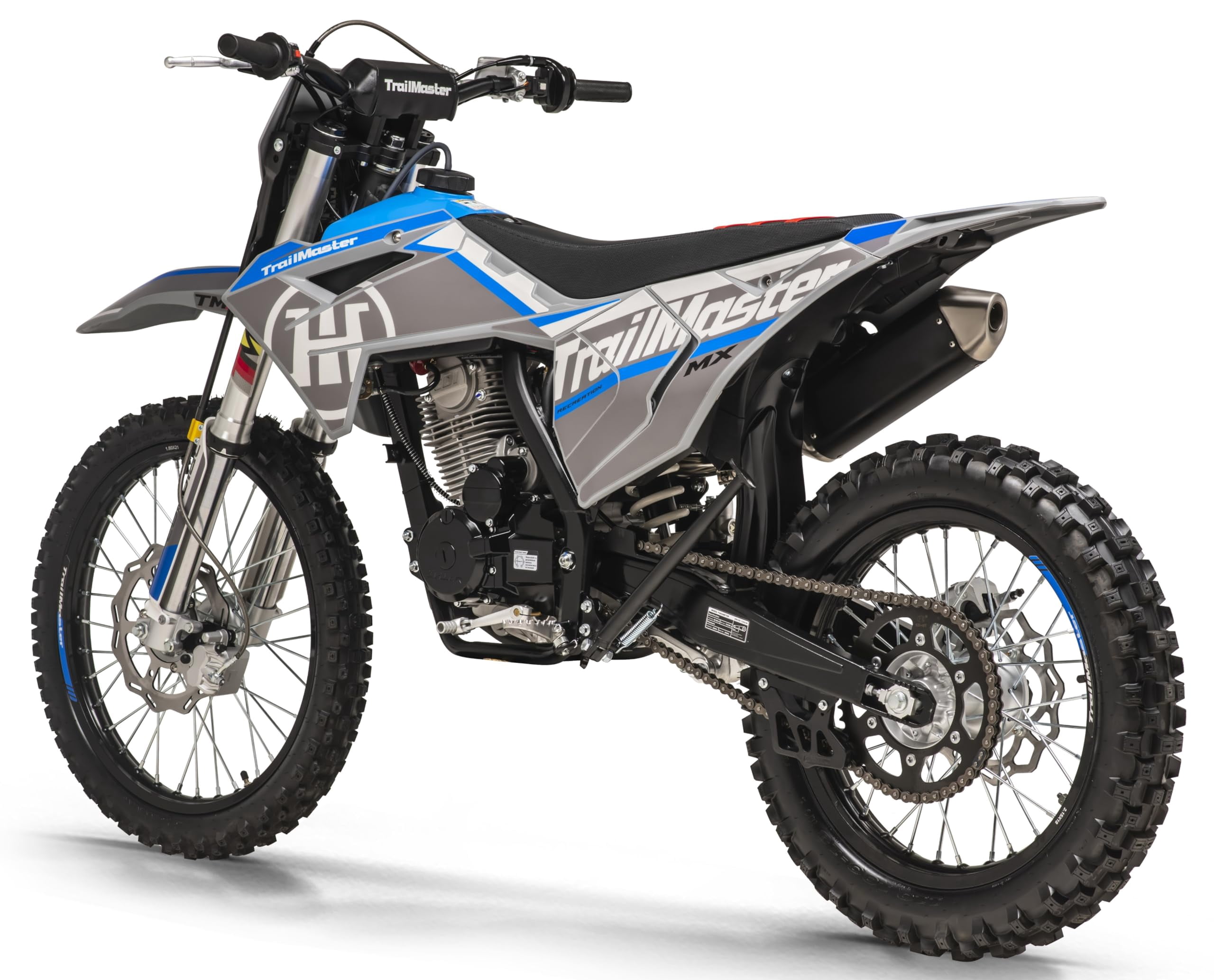 Trailmaster JHL Pro Series TM MX250 Dirt Bike Electric Start, Extended Frame, 21 inch Front tire, 35.4" seat Height Manual Trans (Blue)