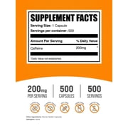 BulkSupplements Caffeine Capsules - Gluten Free, 200mg per Serving (500 Capsules - 500 Servings)