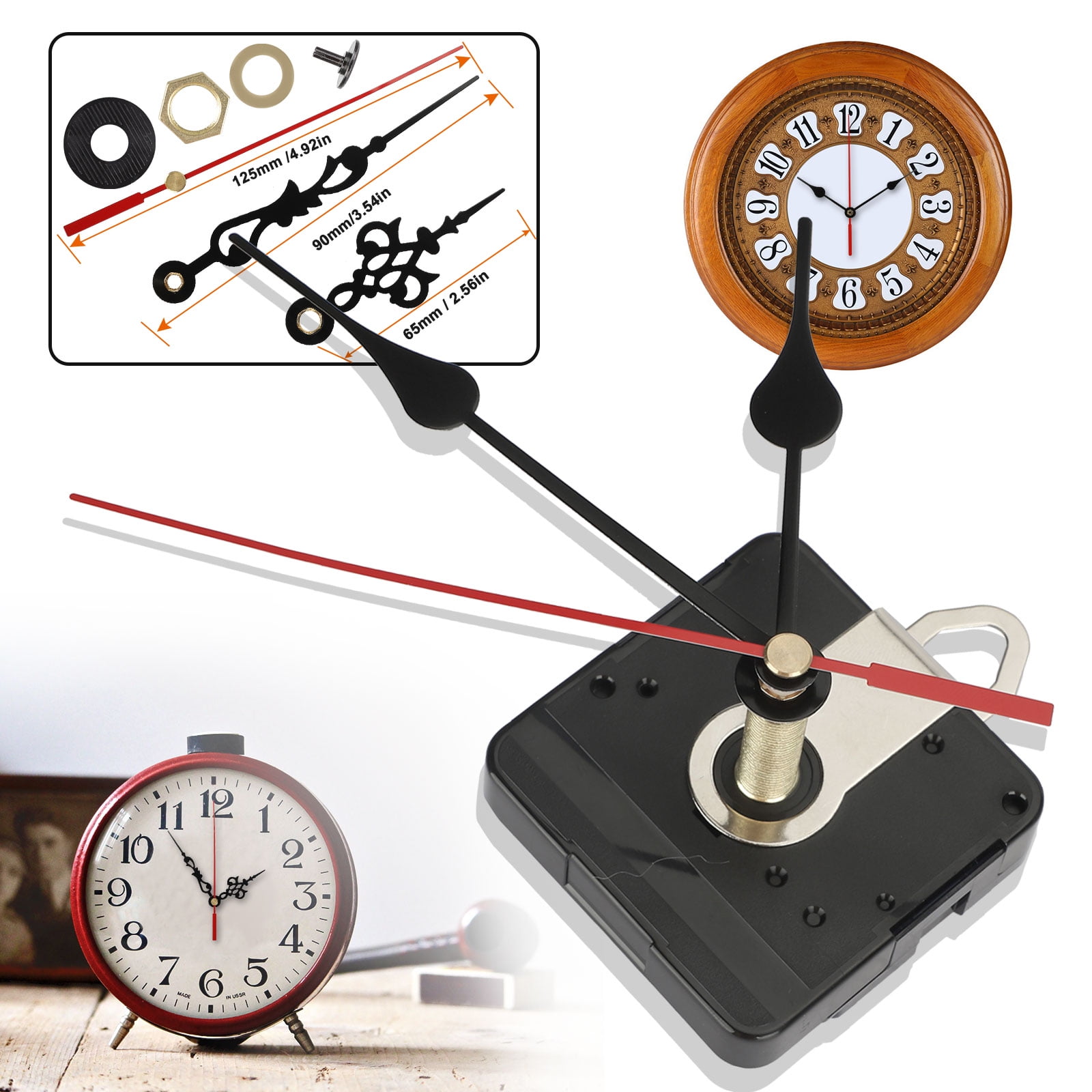 3Pcs DIY Electronic Alarm Clock Movement Parts Repair Time Hands Clock Motor 