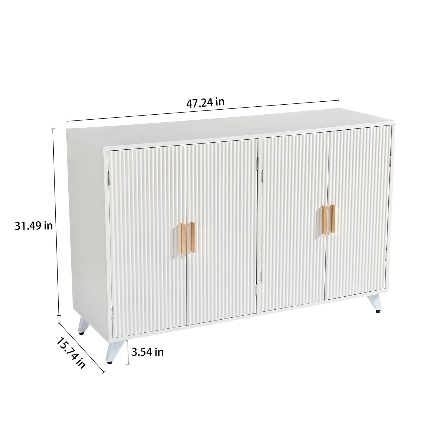 Hommoo Wavy Texture Sideboard Buffet Cabinet with 4 Doors and Removable Shelves, Accent Cabinets Coffee Bar Cabinet, Modern Multifunctional Storage Cabinet for Home, Ivory White