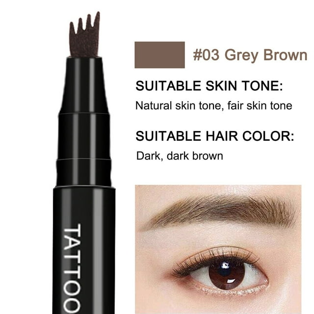 FcBaudy Stylo Microblade pour Sourcils, Stylo Microblade à 4 Pointes pour Sourcils, Crayon à Sourcils Liquide à l'Eau Simulation 3D, Rendu de Couleur des Sourcils, Crayon à Sourcils Résistant à la Transpiration Naturel, Crayon à Sourcils Quatre Couleurs