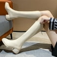 thumbnail image 4 of Fanxing Go-go Boots Knee High Boots for Women Gogo Boots 70s Boots,Leather Square Toe Chunky Heel Platform Dress Boots, Fashion Long Chunky Tall Gogo Boots for Fall, 4 of 5