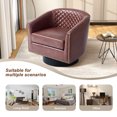 thumbnail image 5 of UIXE Swivel Accent Chairs Set of 2 Barrel Chairs Modern Round Swivel Chair for Living Room, Red Brown, 5 of 6