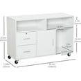 thumbnail image 3 of Lateral Filing Cabinet with Open Storage Shelf, Printer Stand Home Office  File Cabinet with Wheels, Lockable Drawer, White, 3 of 9