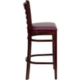 thumbnail image 2 of Tabouret de restaurant de la série HERCULES en bois d'acajou à dossier échelle - siège en vinyle bourgogne, 2 of 6