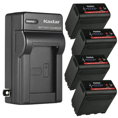 Kastar 4-Pack Battery and AC Wall Charger Replacement for LED Video Light CN-126 CN-160 CN-216 CN-304 CN126 CN160 CN216 CN304 VL600 YN300 Atomos Shogun Flame Inferno Ninja Inferno Recording Monitor