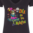 thumbnail image 4 of Inktastic DÃ­a De Los Muertos Girl with Skull Balloon Women's V-Neck T-Shirt, 4 of 5