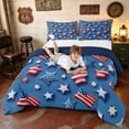 thumbnail image 3 of Manfei 3D Star Full Size Comforter Sets, US Flag Bedding Comforter Set, Red White Blue, Navy Reversible 3-Piece, 1 Comforter and 2 Pillowcases, 3 of 6