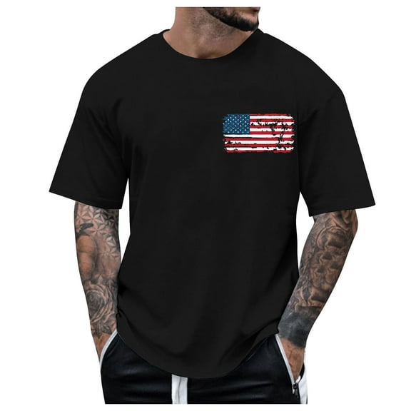 Ramiter 4th of July Shirt T-Shirts for Men, Cotton and Cotton-Poly Blend, Regular-Fit, Short-Sleeve Crewneck AG M