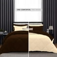 thumbnail image 3 of D.N.G. BEDDINGS 3 Piece Luxury Reversible Diamond Pattern Comforter Set Premium Super Soft, All Season 800 TC, 100% Egyptian Cotton Twin/Twin XL Size Ivory-Chololate Color, 3 of 7
