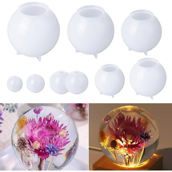 9pcs Seamless 3d Sphere Silicone Molds, Large Round Ball Epoxy Resin Molds For Flowers Preservation,resin Casting, Soap, Candle