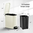 thumbnail image 6 of Cesun 1.6 Gallon Small Bathroom Trash Can, Stainless Steel Garbage Bin with Lid, Creamy White, 6 of 7